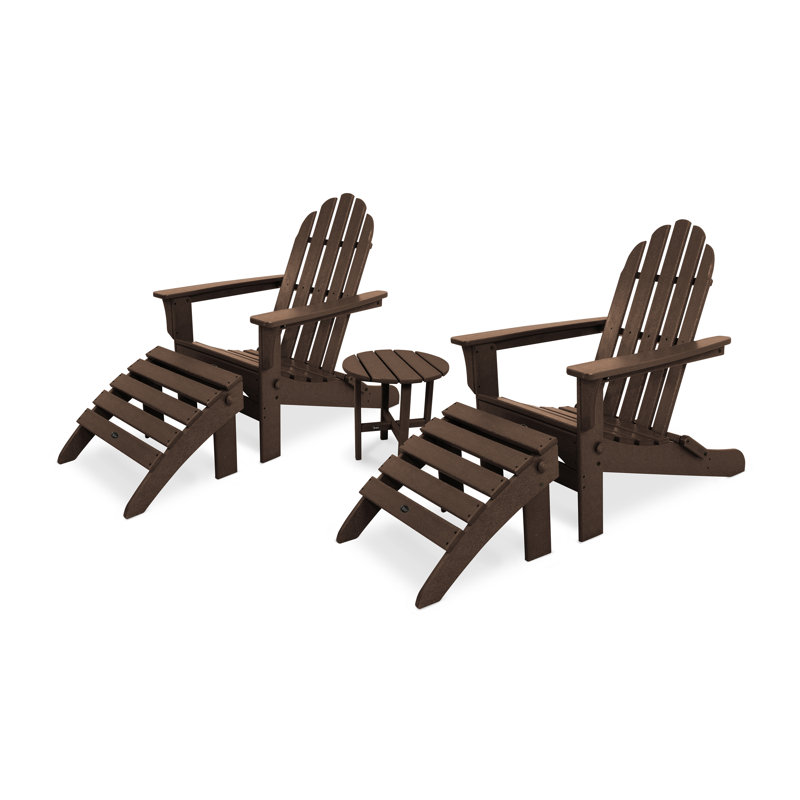 Cape Cod Folding Adirondack Set with Ottomans, Vintage Lantern
