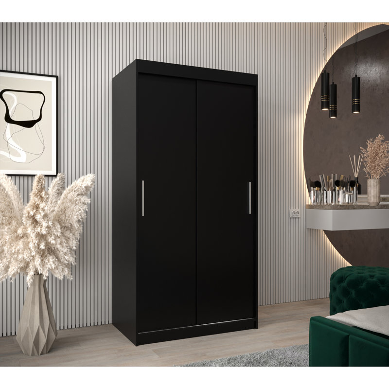 Gallipolis Manufactured Wood Wardrobe, Black Matt