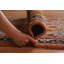 Tapis indien orange en laine à médaillon traditionnel 3 x 5