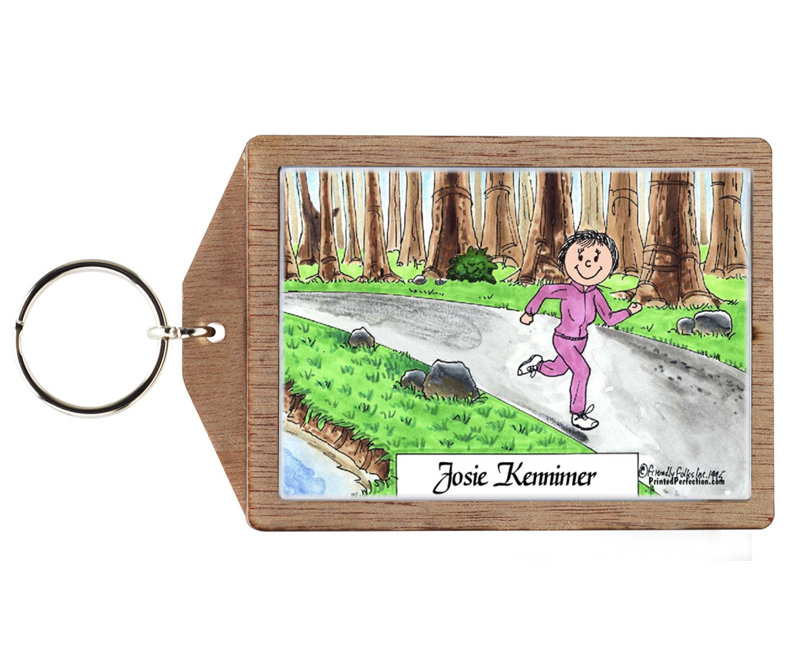 Personalized Jogger - Female Wooden Key Chain