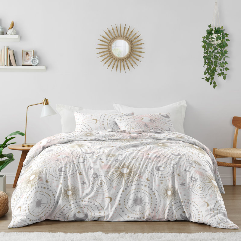 Blush Pink and Gold Celestial Full Comforter Set