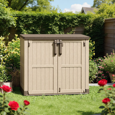 36 Cu. Ft Large Capacity Weather‑Resistant Resin Outdoor Storage Shed, Lockable Waterproof Storage Box For Bikes, Lawn Mowers & Garden Tools
