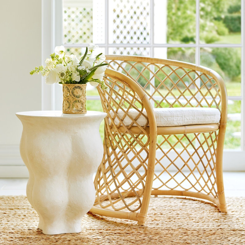 Fresco White Abstract Resin Round End Table