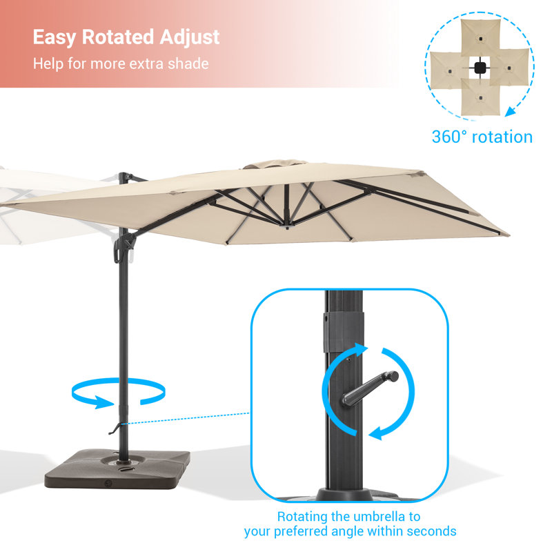 Parasol carré en porte-à-faux 120 po avec base de poids Ritage, Sable