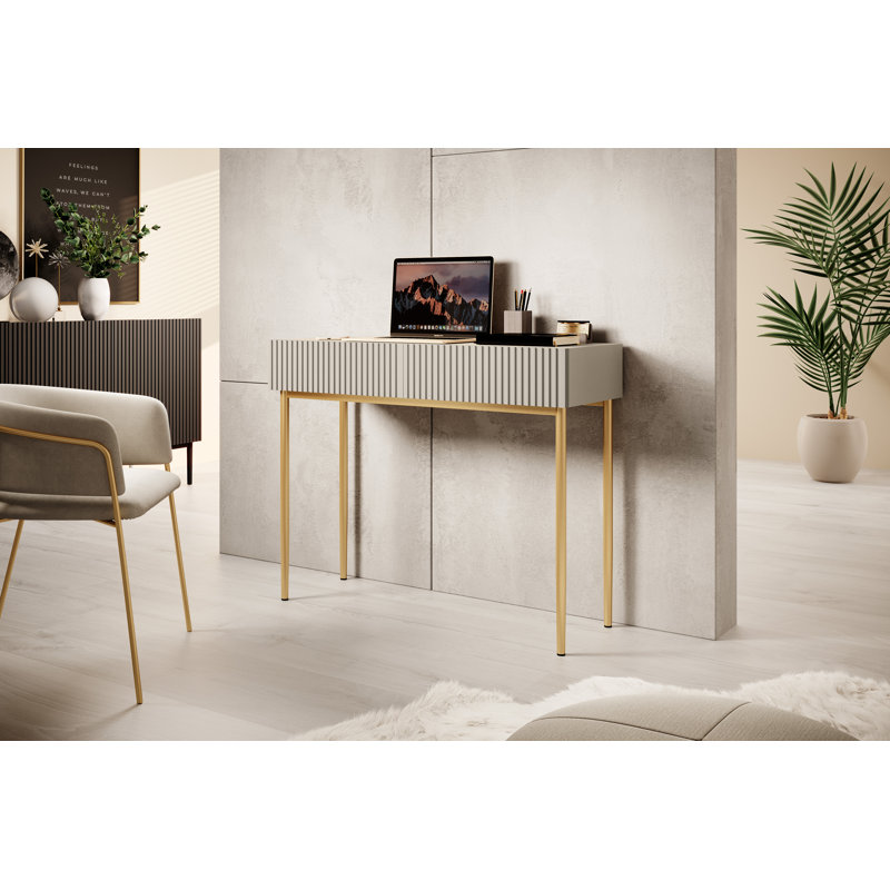 Aleetha Secretary Desk, Cream/Gold