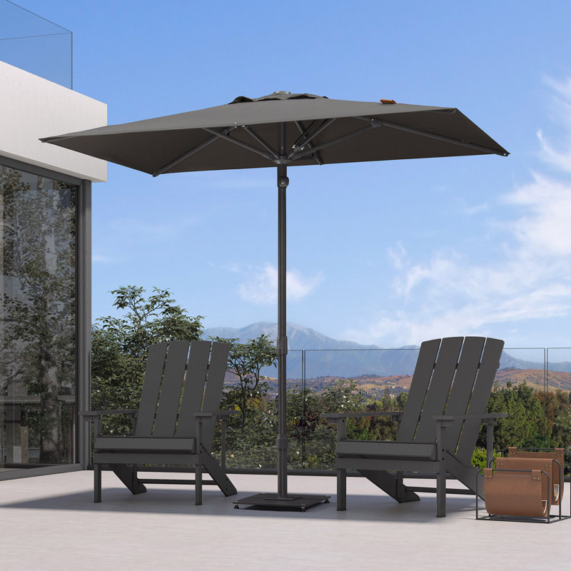 Parasol de terrasse semi-automatique 8 'x 5' / 6,5 'x 10', 60" W x 96" D, Gris