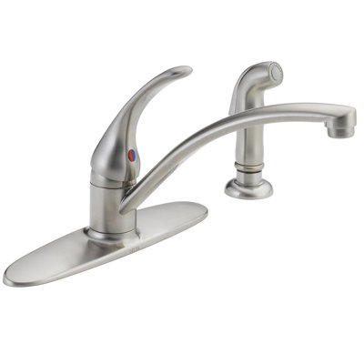 Foundations Single-Handle Kitchen Sink Faucet with Side Sprayer, 4-Hole Kitchen Faucet