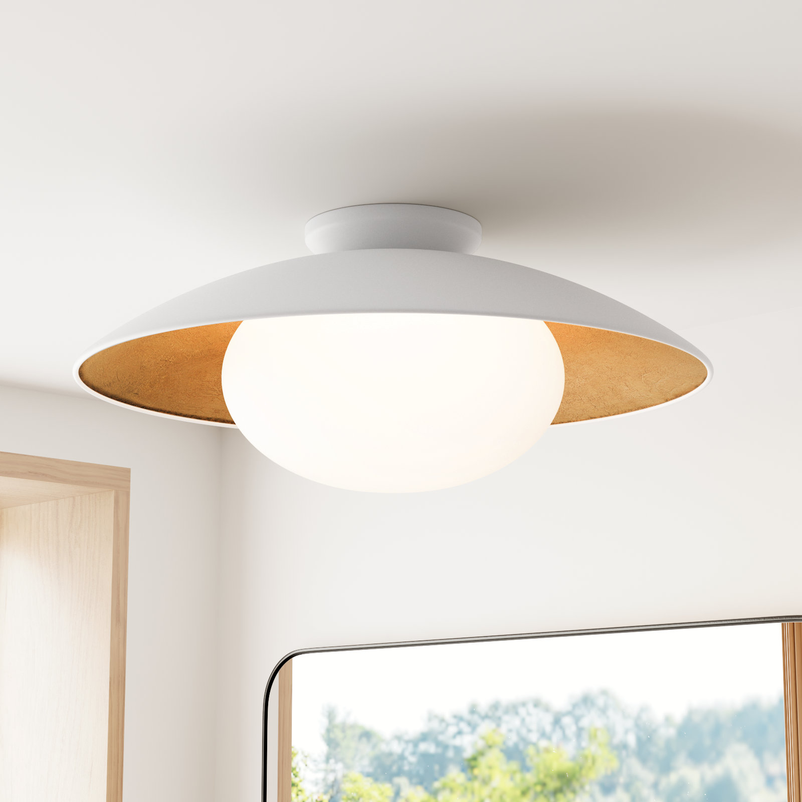 Jason Single Light Flush Mount, White Lustro, 9'' H x 21'' W x 21'' D