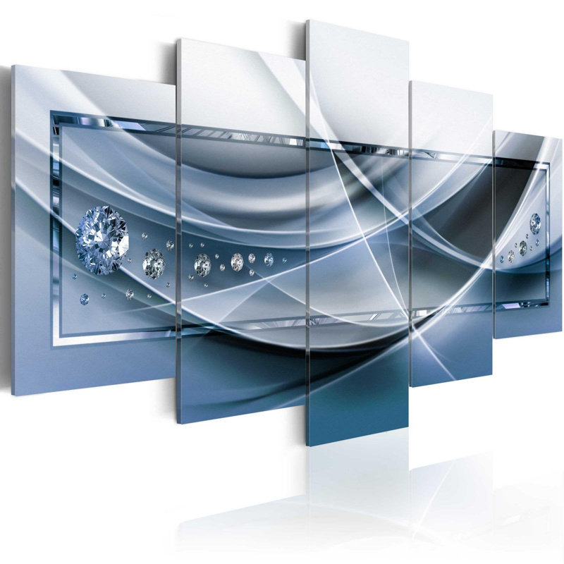 " Blue Rays " 5 - Pieces, 40" H x 80" W x 0.7" D
