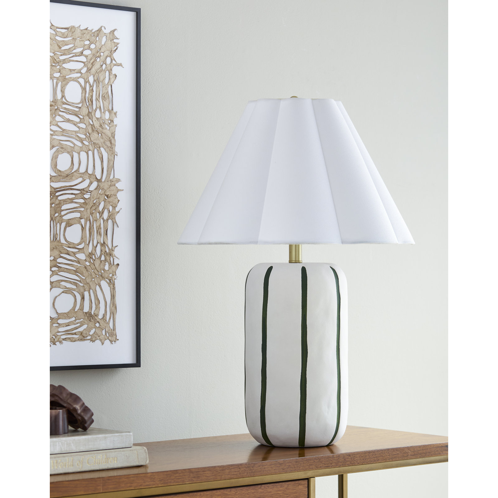 Ceramic Table Lamp, Green, 25"H x 18"W x 18"D