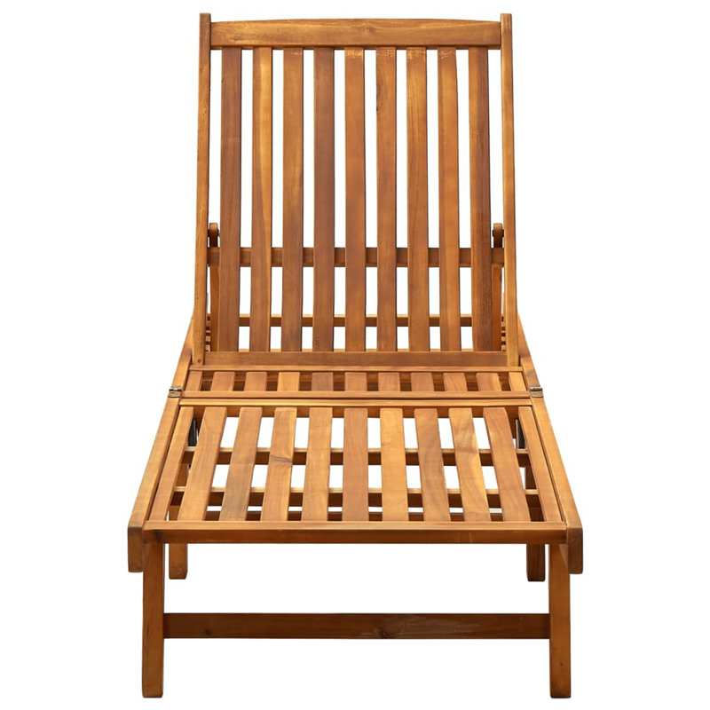 Chaise longue simple en acacia 80 po avec coussins Prshant, Beige, Brun
