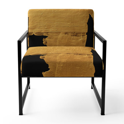 Walt Crossing Paths II - Upholstered Modern Yellow And Black Accent Arm Chair by East Urban Home