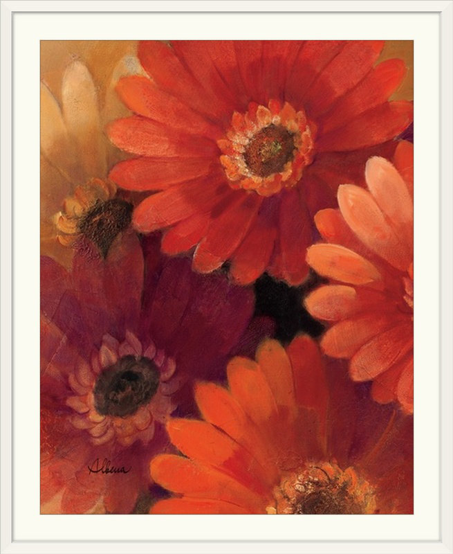 « ii »» albena hristova,, reproduction d’art Garden of Gerberas, H 32 po x l 27 po x P 1 po, Cadre blanc