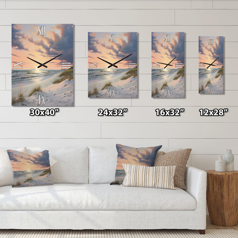 Coucher de soleil rose pastel doux sur la plage Ocean Serenity, Grand