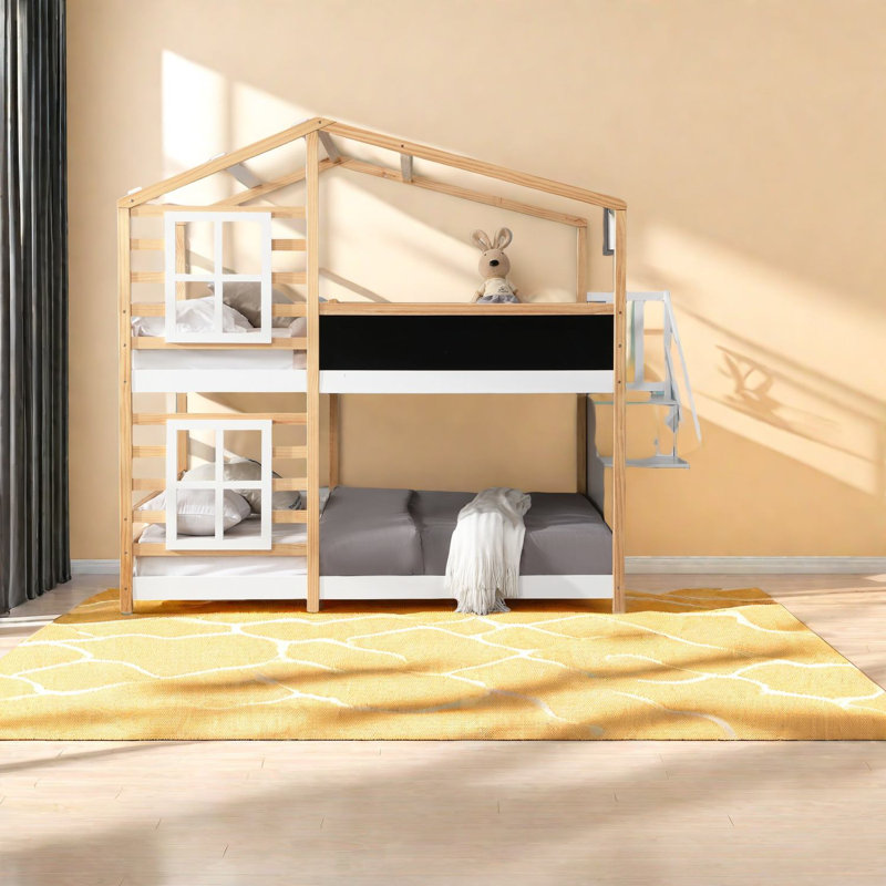 Lits superposés en bois peu encombrants avec échelle de rangement pour enfants