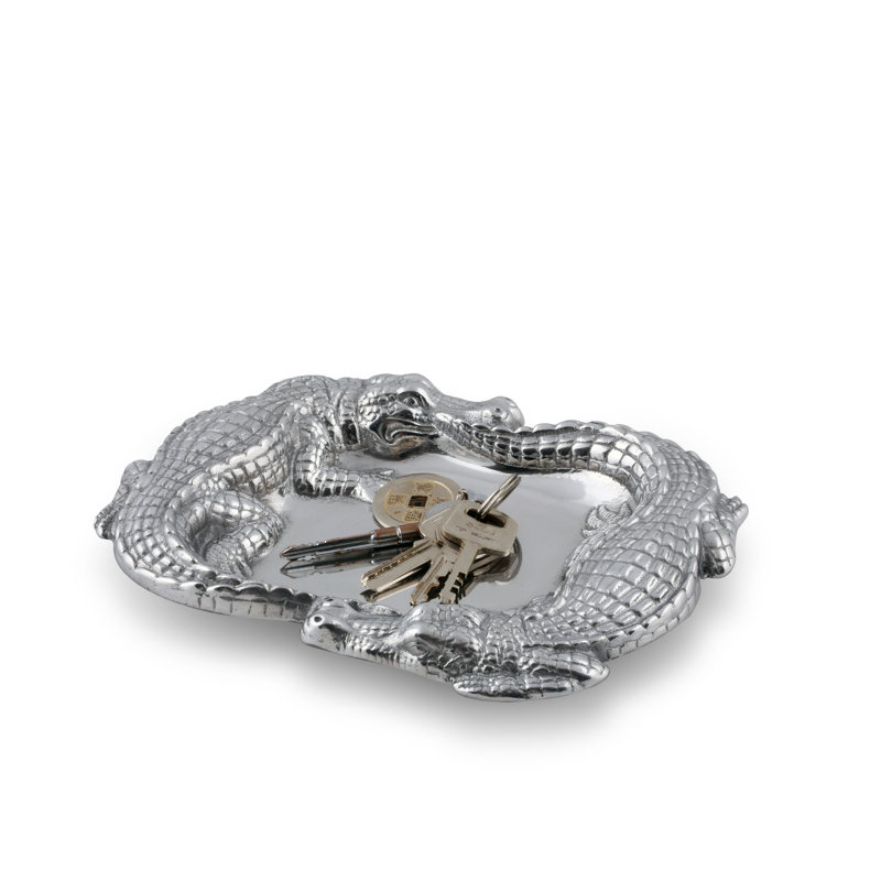 Oval Metallic Aluminum Alligator Catchall Tray
