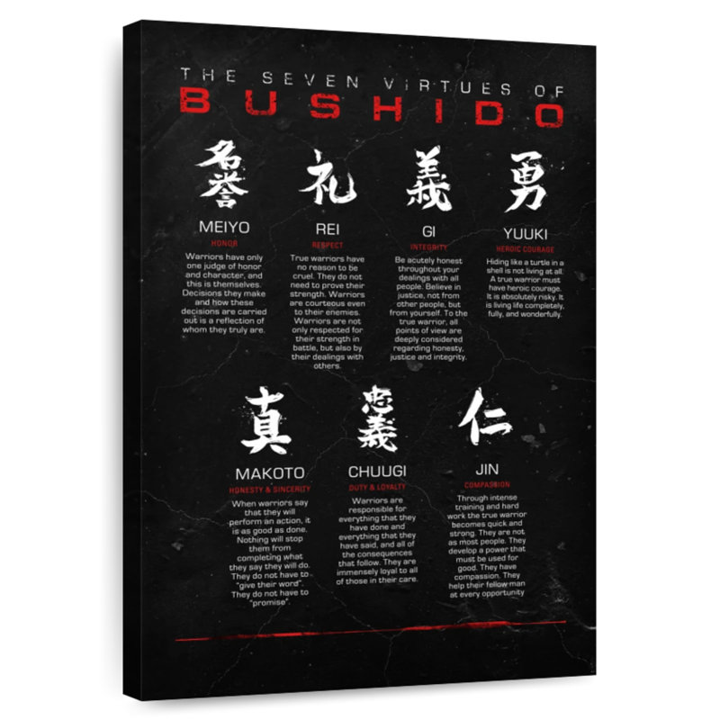 Vertus du Bushido noir, 12" H x 8" W