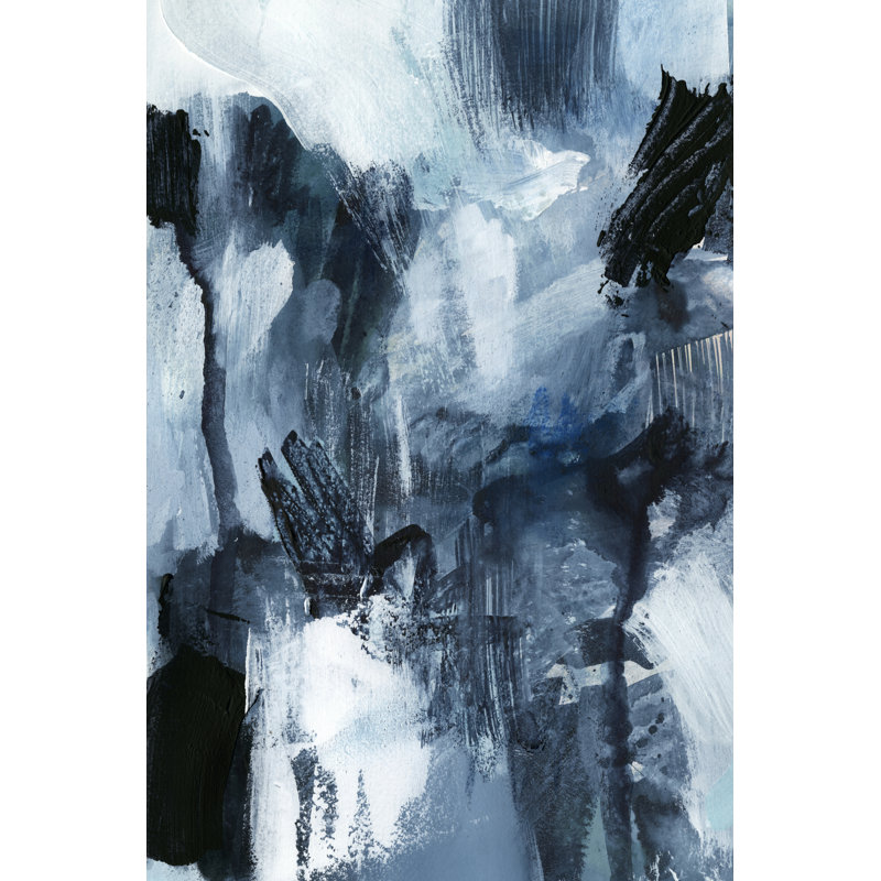 Composition in Blue I par Victoria Barnes - peinture sur toile tendue, H 36 po x l 24 po