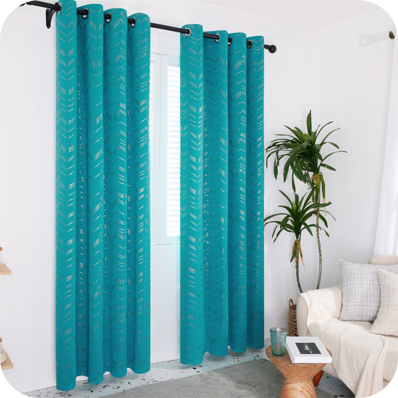 Abrahamsen Blackout Curtain Pair, 46cm Width x 138cm Drop, Peacock