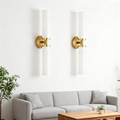 Ensemble de 2 appliques murales câblées avec abat-jour en verre transparent, éclairage de meuble-lavabo moderne en laiton pour miroir, chambre à coucher, couloir