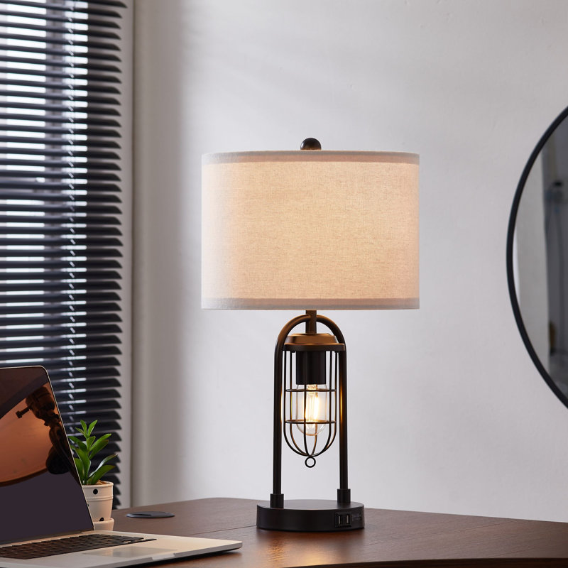 21.5” Table Lamp Set With Night Light And USB Ports