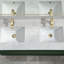 Meuble-lavabo mural simple en bois massif de 48 po avec comptoir en pierre et lumière-746431385