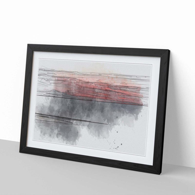 Sunset over Alaska in Abstract - Picture Frame Graphic Art Print, 27cm H x 36cm W x 2cm D, Black Framed