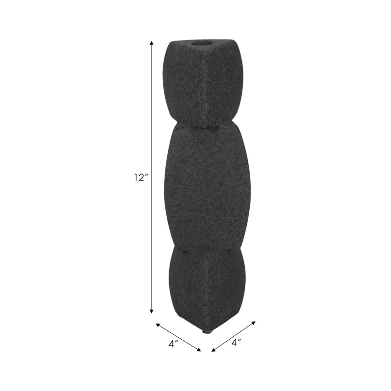 Candlestick Candle Holder, 12" H x 4" W x 4" D, Black