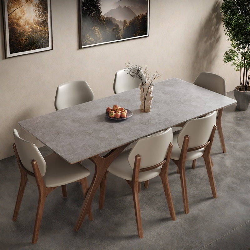 Table et chaise de salle à manger chaleureuse et simple, H 29,5 po x L 55,1 po x l 31,4 po