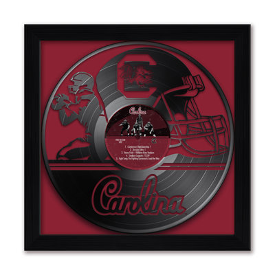 Disque vinyle NCAA-CLC Gamecocks de Caroline du Sud - Football américain - Impression encadrée 13" x 13"