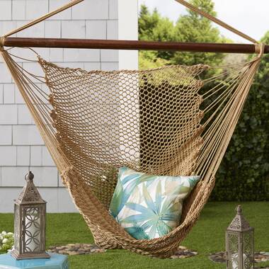 Plow & Hearth Rope Hammock Swing with Hanging Hardware, Brown