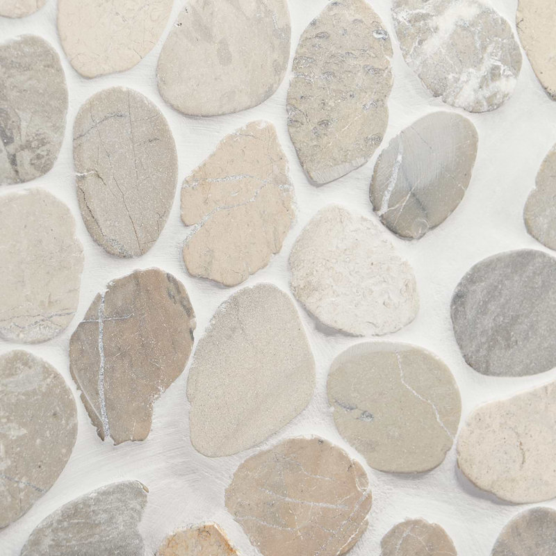 Nature Round Lovina Pebble Mosaic Tile, Pram Gray