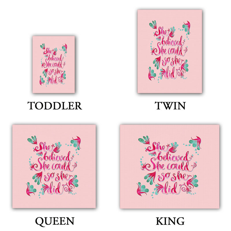  Ensemble de housse de couette Zara Martina She Believed, 1 housse + 2 taies très grand lit, Rose