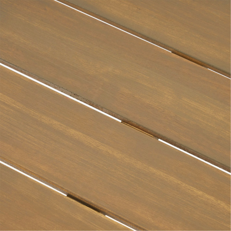Table de salle à manger d'extérieur en bois d'acacia, gris / métal rustique, Plateau gris/ base noire