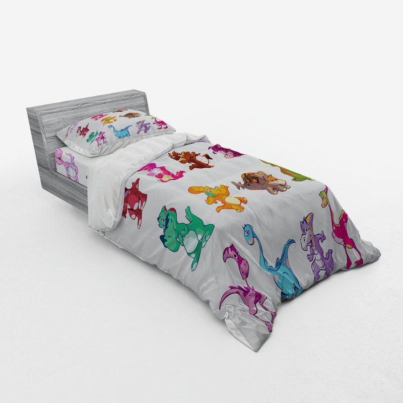 Ensemble de housse de couette dessin de bébé à l’extinction à la comic comic des dinosaures dino
