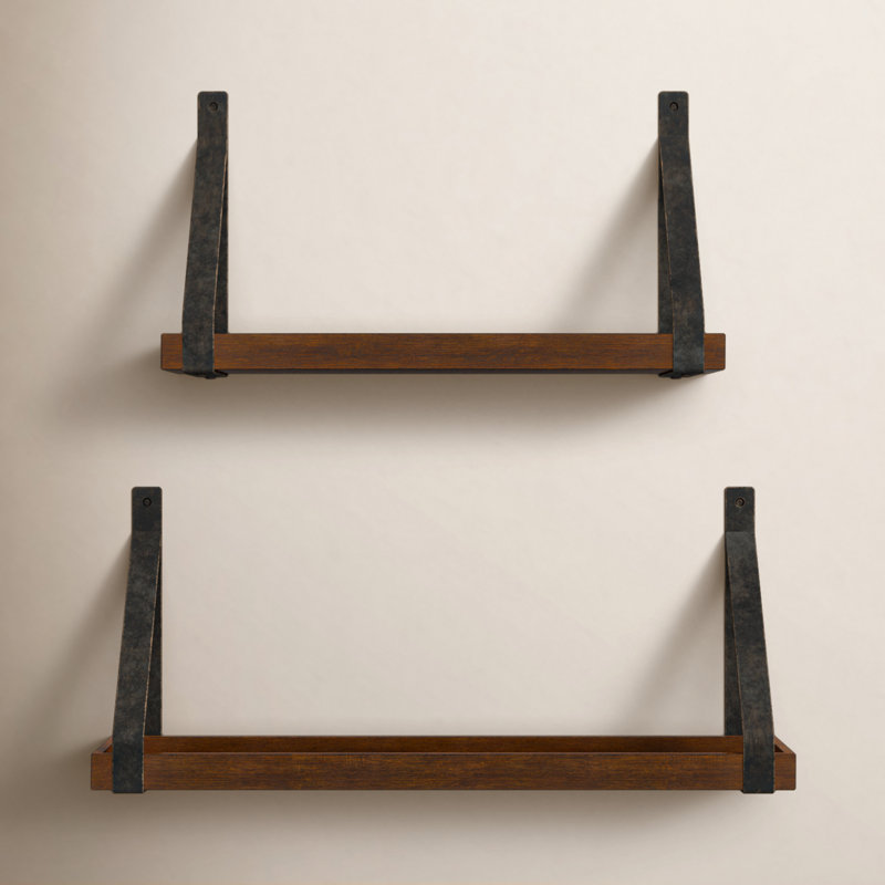 Glenbrook 2 Piece Solid Wood Accent Shelf, Rustic Brown