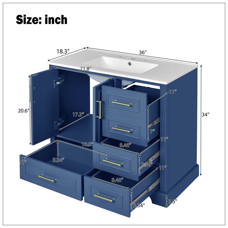 Meuble-lavabo pour salle de bain, Bleu