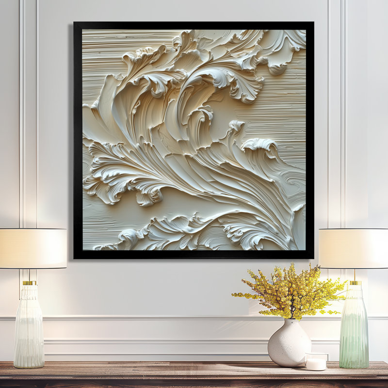 Ommy, lumière ascendante des vagues de la crème, art mural abstrait moderne transitionnel, Noir, noir, noir, noir