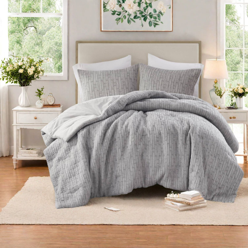 Ensembles de literie en coton luxueux, très grand lit toutes saisons, confort gris anthracite durable