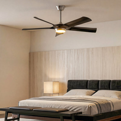 52" Modern Dimmable Ceiling Fan With Light And 6-Speed Remote Control, Reversible Dc Motor
