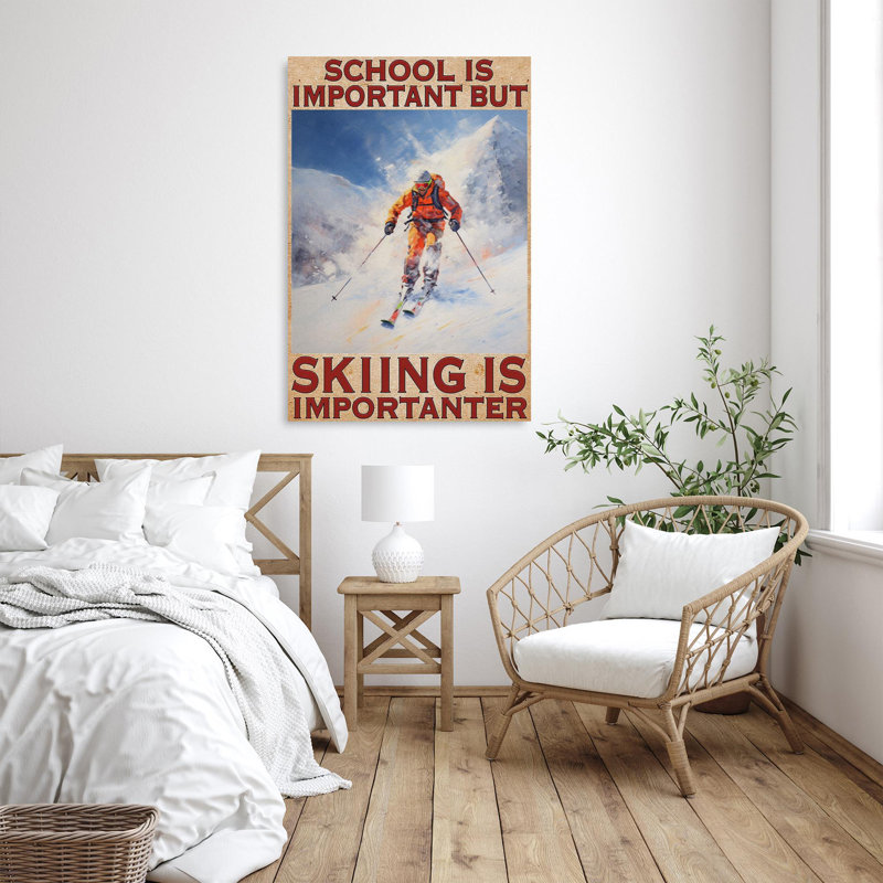 «Skiing School is important», impression sur toile tendue, H 36 po x l 24 po x P 1,25 po