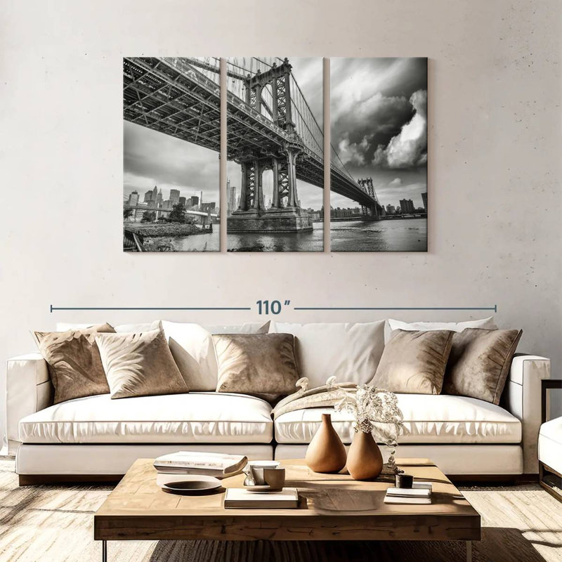 Lilie BW Manhattan Bridge, H 48 po x l 74 po