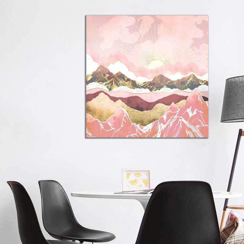 Blush Summer Sunrise - impression d'art graphique, 37" H x 37" W x 1.5" D, Aucun mat, Toile tendue