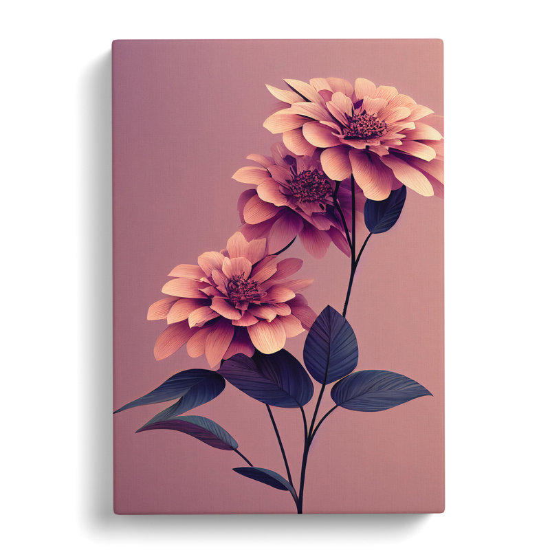 Elegant Flowers - Wrapped Canvas Painting, 50cm H x 35cm W