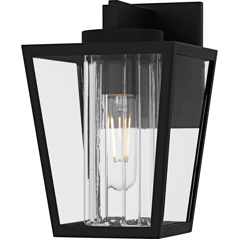 Mistretta 1-Light Matte Black Outdoor Wall Lantern, 10" H x 6.5" W x 7.5" D