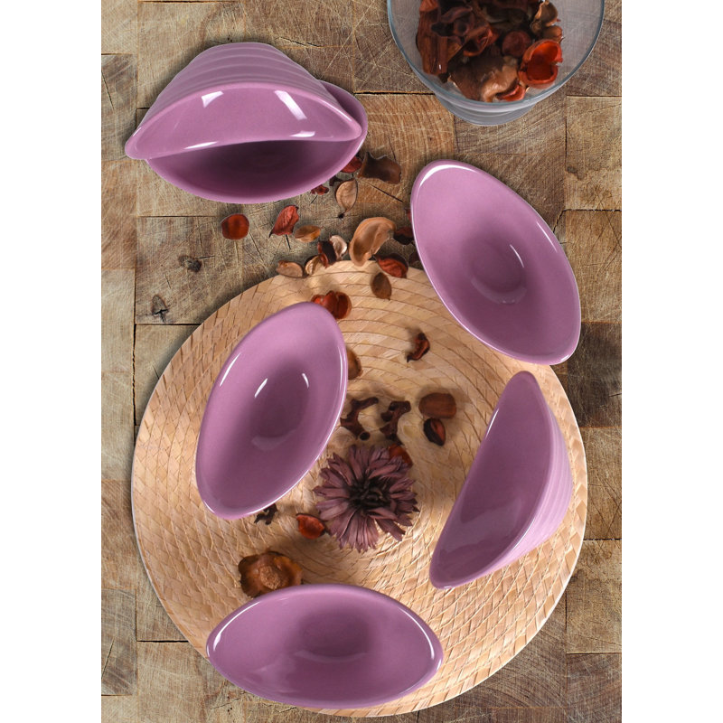 Ensemble de 6 bols en céramique élégants, mauve, 6,3 x 4,6 x 1,2 pouces | 100% céramique, antibactérien et résistant aux chocs thermiques | Va au lave-vaisselle et au micro-ondes, facile à nettoyer | Parfait pour servir et préparer des aliments