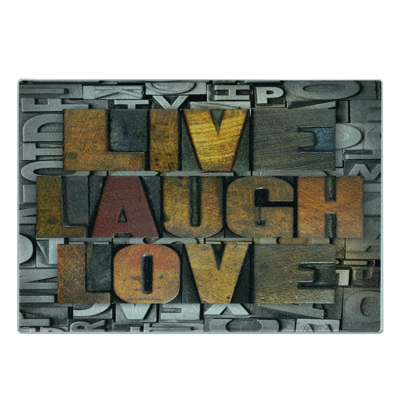 Multicolore, planche à découper en verre trempé Ambesonne Live Laugh Love