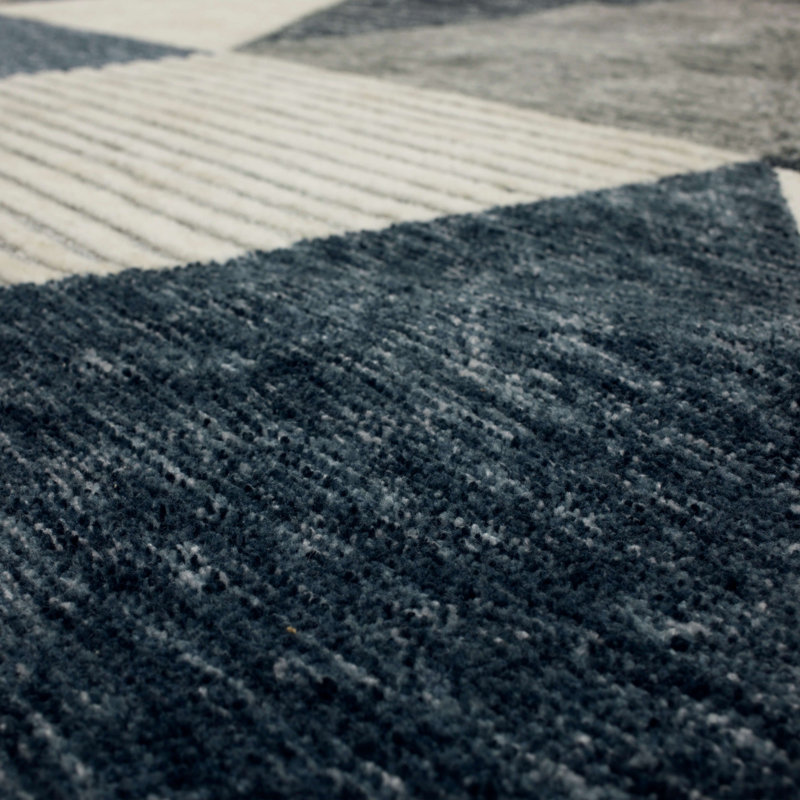 Emanuele Blue Geometric Flat Woven 8' x 10' Area Rug