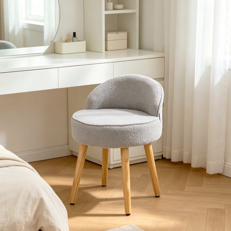 Solid Wood Accent Stool, Grey, Teddy
