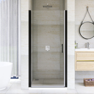 36-37 3/8 "Porte de douche pivotante sans cadre